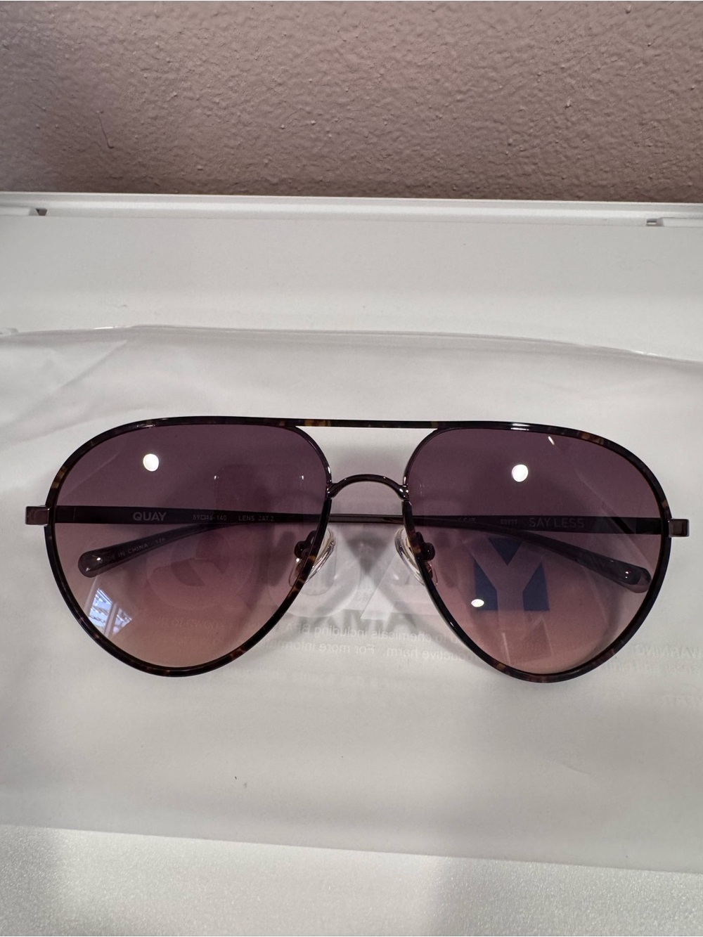 Quay Australia “Say Less” Purple Gradient Aviator Sunglasses